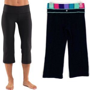 Lululemon Groove Crop Pants Leggings Black Size 4 Small Reversible Shorts Crops
